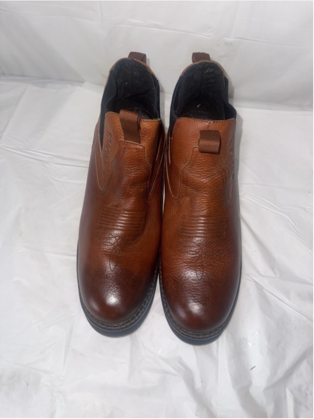Roper Lucas Brown Leather Mens Chukka Ankle Boots US 11 M Non Slip Pull On